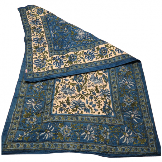 Gesteppte Tagesdecke - Blau/Creme 270cm x 270cm