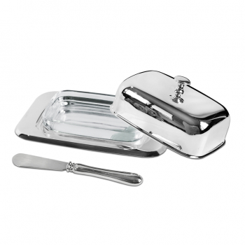 Butterdose und Buttermesser - Silber Plated