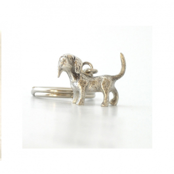 Schlüsselanhänger Hund, Silber Plated