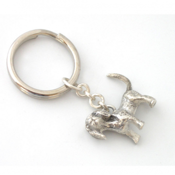 Schlüsselanhänger Hund, Silber Plated