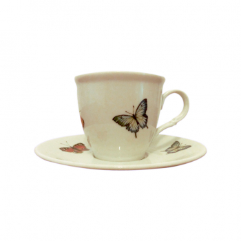 Kaffeetasse mit Untertasse Schmetterlinge