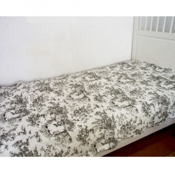 Tagesdecke Toile de Jouy Schwarz